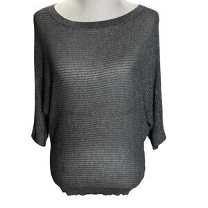 Express Metallic Knit Dolman Sleeve Sweater Gray Silver Shimmer Women’s M